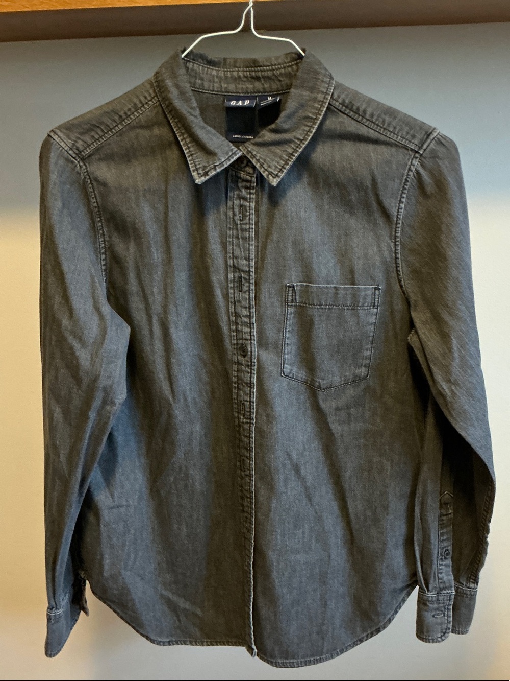 GAP Washed Chambray Charcoal Button-Down Shirt